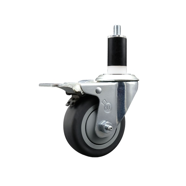 3.5'' SS Thermoplastic Rubber Swivel 1-3/8'' Expanding Stem Caster Total Lock Brake